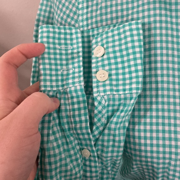 J Crew factory Gingham button down shirt green and white size XS - Picture 8 of 14